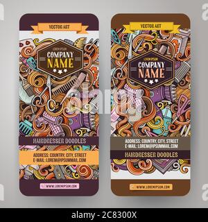 Cartoon vector doodles Hair salon banners Stock Vector