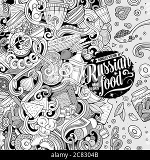 Cartoon cute doodles Russian food frame design Stock Vector Image & Art ...