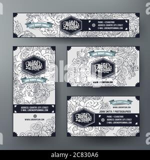 Corporate Identity set with doodles hand drawn handmade theme Stock Vector