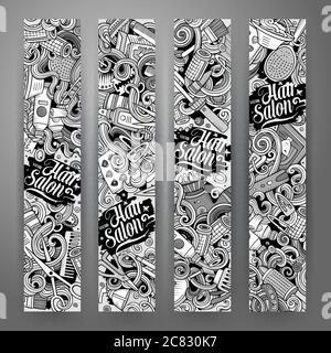 Cartoon vector doodles Hair salon banners Stock Vector