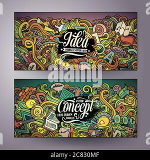 Cartoon vector hand drawn doodles Idea banners Stock Vector