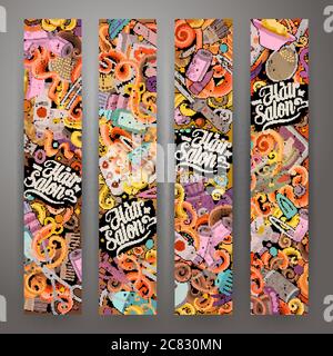 Cartoon vector doodles Hair salon banners Stock Vector