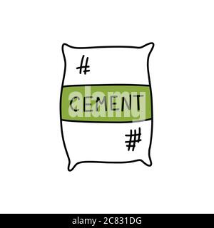 cement bag doodle icon, vector illustration Stock Vector