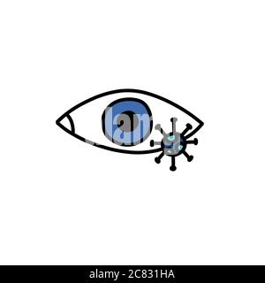 transmission of the virus through the eyes doodle icon, vector illustration Stock Vector