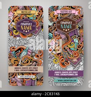 Cartoon vector doodles Hair salon banners Stock Vector