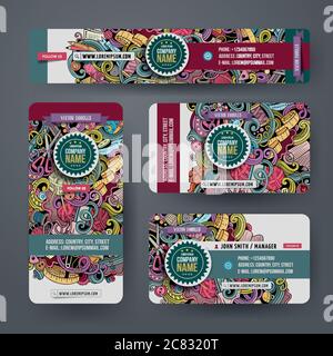 Corporate Identity set with doodles hand drawn handmade theme Stock Vector