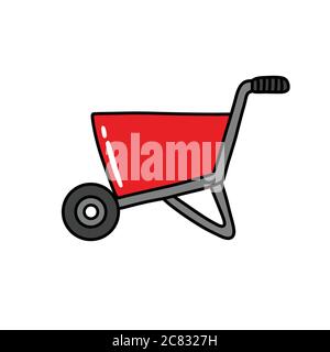 construction wheelbarrow doodle icon, vector illustration Stock Vector