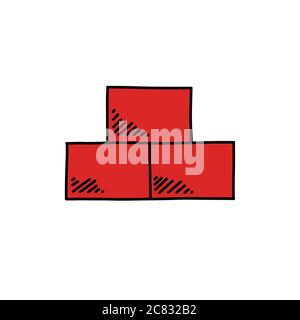 concrete blocks doodle icon, vector illustration Stock Vector