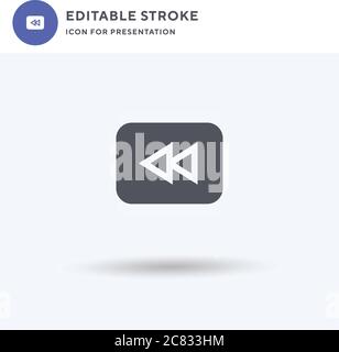 Fast Backward icon vector, filled flat sign, solid pictogram isolated on white, logo illustration. Fast Backward icon for presentation. Stock Vector