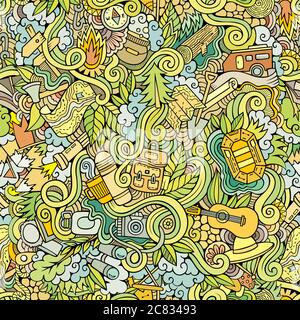 Hand drawn camping equipment seamless pattern Stock Vector Image & Art ...