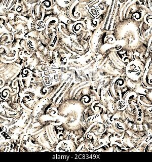 Football vector hand drawn doodles seamless pattern. Graphics background design. Stock Vector