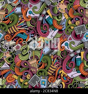 Cartoon hand-drawn doodles on the subject of Design seamless pattern Stock Vector