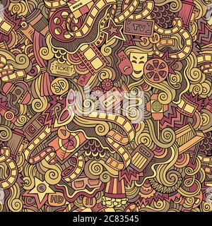 Cartoon doodles cinema seamless pattern Stock Vector