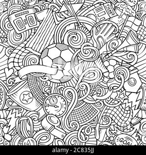 Cartoon doodles Football seamless pattern Stock Vector
