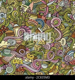 Cartoon vector doodles food seamless pattern Stock Vector Image & Art ...