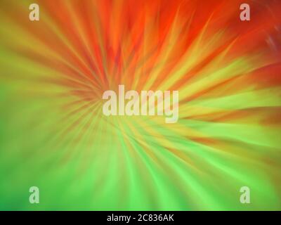 Green, yellow and red shaded shot of intersecting refracted abstract light layers Stock Photo