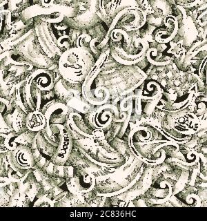 Football vector hand drawn doodles seamless pattern. Graphics background design. Stock Vector