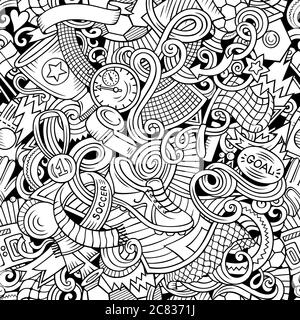 Cartoon doodles Football seamless pattern Stock Vector