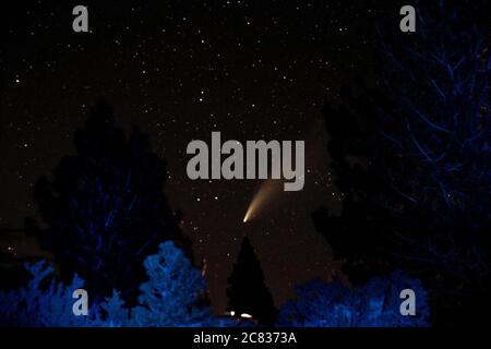 June Lake, California, USA. 18th July, 2020. The comet Neowise as seen from Oh Ridge campground at June Lake in the Eastern Sierra. Credit: Jill Connelly/ZUMA Wire/Alamy Live News Stock Photo