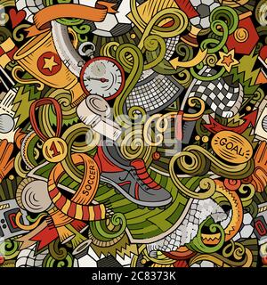 Cartoon doodles Football seamless pattern Stock Vector