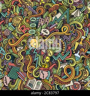 Cartoon cute doodles hand drawn Idea seamless pattern Stock Vector