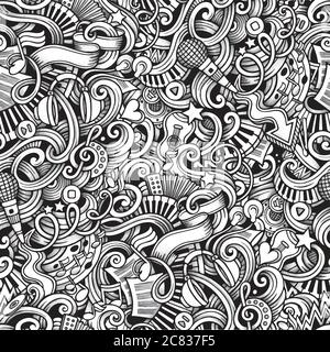 Cartoon hand-drawn doodles on the subject of Music style theme Stock Vector
