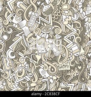Cartoon cute doodles hand drawn Medical seamless pattern Stock Vector