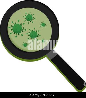 Magnifying glass with virus Stock Vector