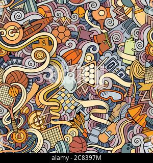 Cartoon hand-drawn doodles on the subject of sports style theme Stock Vector