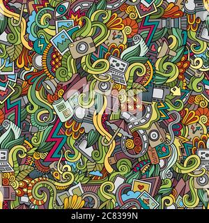 Photography doodles seamless pattern Stock Vector