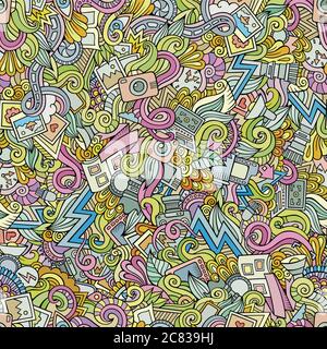 Photography doodles seamless pattern Stock Vector