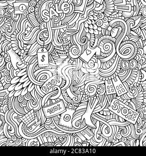 hand drawn sale shopping seamless pattern Stock Vector