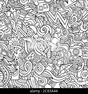 Photography doodles seamless pattern Stock Vector