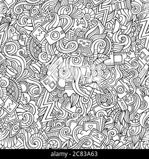 Photography doodles seamless pattern Stock Vector