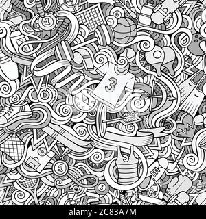 Cartoon hand-drawn doodles on the subject of sports style theme Stock Vector