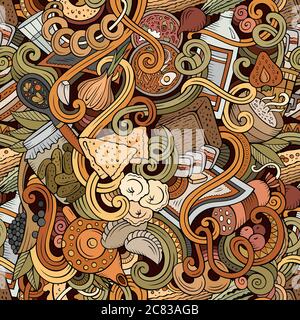 Cartoon doodles Russian food seamless pattern Stock Vector Image & Art ...