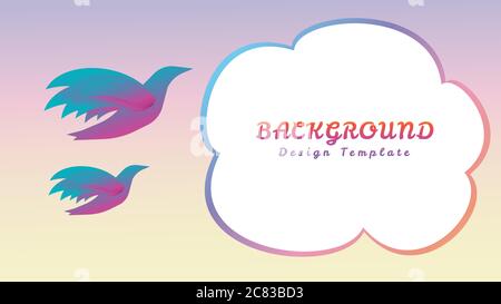 Colorful flying birds with speech bubble vector illustration. Abstract Background design template. Blue Magenta Purple Gradation Color Theme Stock Vector