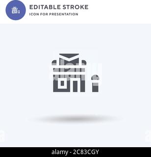 Post Office icon vector, filled flat sign, solid pictogram isolated on white, logo illustration. Post Office icon for presentation. Stock Vector