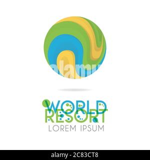The earth logo is layered with orange, green, blue color with version to 5.6 Stock Vector
