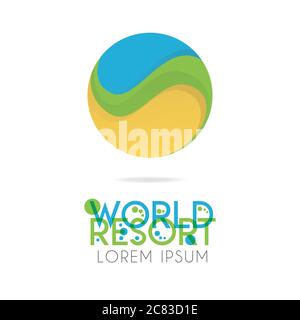 The earth logo is layered with orange, green, blue color with version to 1.7 Stock Vector
