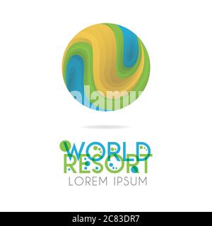 The earth logo is layered with orange, green, blue color with version to 4.3 Stock Vector