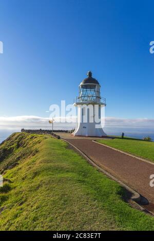 Cape Reinga, North Island; New Zealand - Jun 15, 2019: Cape Reinga Lighthouse, North New Zealand landmark. Stock Photo