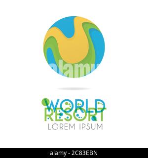 The earth logo is layered with orange, green, blue color with version to 5.1 Stock Vector