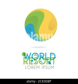 The earth logo is layered with orange, green, blue color with version to 1.4 Stock Vector