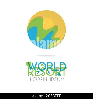 The earth logo is layered with orange, green, blue color with version to 3.3 Stock Vector