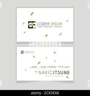 Simple Business Card with initial letter EE rounded edges with green accents as decoration. Stock Vector