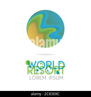 The earth logo is layered with orange, green, blue color with version to 4.0 Stock Vector