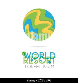 The earth logo is layered with orange, green, blue color with version to 3.8 Stock Vector