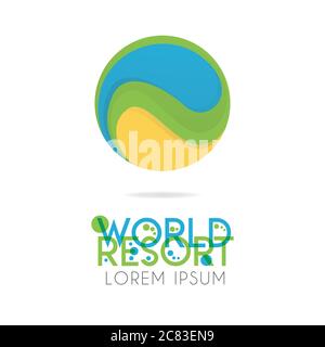 The earth logo is layered with orange, green, blue color with version to 4.6 Stock Vector
