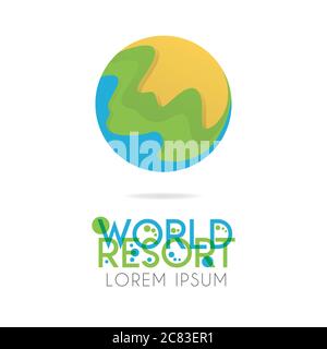 The earth logo is layered with orange, green, blue color with version to 1.0 Stock Vector